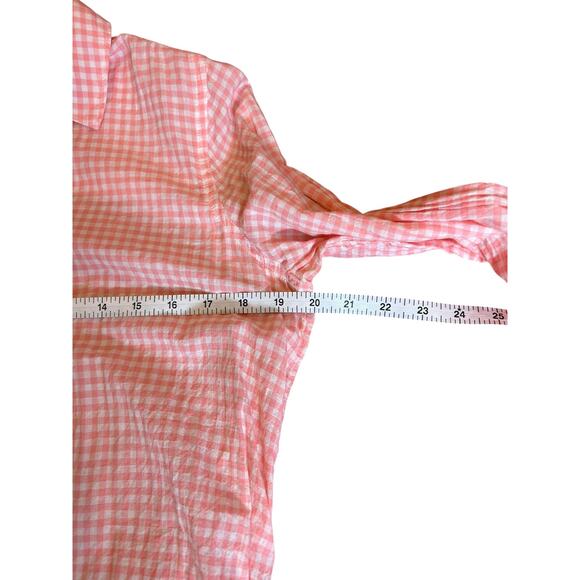 J. CREW Peach and White Gingham Long Sleeve Button Up Coastal Cowgirl Women's 8 - Picture 4 of 6